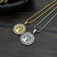 Titanium Steel Necklace Round plated fashion jewelry & for man & with rhinestone nickel lead & cadmium free Sold By PC