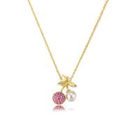 Cubic Zircon Micro Pave Brass Necklace, with Freshwater Pearl, with 10CM extender chain, plated, micro pave cubic zirconia & for woman, more colors for choice, Sold Per Approx 40 cm Strand