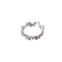 Cubic Zirconia micr3ofono pavimenta anillos de plata esterlina, plata de ley 925, chapado, micro arcilla de zirconia cúbica & para mujer, color de platina, tamaño:7, Vendido por UD