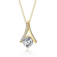 Cubic Zircon Micro Pave 925 Sterling Silver Necklace with 5CM extender chain plated & micro pave cubic zirconia & for woman Length Approx 40 cm Sold By PC