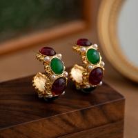 Zinc Alloy Stud Earring with Resin fashion jewelry & for woman nickel lead & cadmium free 3.3cmx1.5cm Sold By Pair