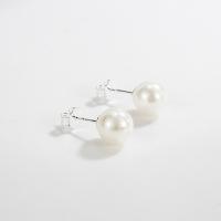 925 Sterling Silver Stud Earrings with Shell Pearl fashion jewelry nickel lead & cadmium free 6-8-10-12mm Sold By Pair