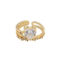 Krychlový Circonia Micro vydláždit mosazný prsten, Mosaz, barva pozlacený, módní šperky & micro vydláždit kubické zirkony & pro ženy, zlatý, 25*13*6mm, Prodáno By PC