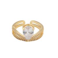 Krychlový Circonia Micro vydláždit mosazný prsten, Mosaz, barva pozlacený, módní šperky & micro vydláždit kubické zirkony & pro ženy, zlatý, 24*13*5mm, Prodáno By PC