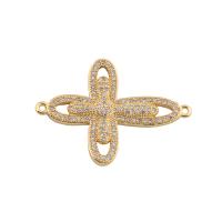 Cubic Zirconia Micro Pave Brass Connector gold color plated DIY & micro pave cubic zirconia golden Approx 1mm Sold By PC