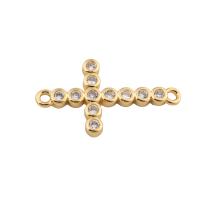 Cubic Zirconia Micro Pave Brass Connector, gold color plated, DIY & micro pave cubic zirconia, golden, 15x26x2mm, Hole:Approx 1mm, Sold By PC