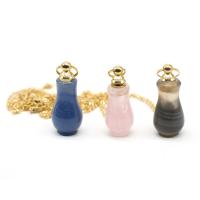Natuursteen Parfum fles ketting, met Zinc Alloy, met 5cm extender keten, gold plated, mode sieraden & voor vrouw, meer kleuren voor de keuze, 18x40mm, Lengte Ca 60 cm, Verkocht door PC