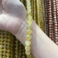 Natürlicher Quarz Perlen Schmuck, Rutilated Quarz, rund, DIY & verschiedene Größen vorhanden, goldfarben, verkauft per ca. 38 cm Strang