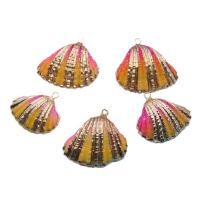 Shell Pendants, with Brass, gold color plated, dyed & DIY, gradient color, Length about 22-27mm,Hight about 24-30mm, 5PCs/Bag, Sold By Bag