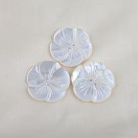 Natural White Shell Perler, Flower, du kan DIY, hvid, 27.50x2.80mm, Solgt af PC