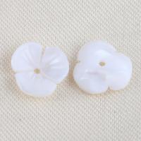 الخرز شل الأبيض الطبيعي, زهرة, ديي, أبيض, 10x9.50x3mm, تباع بواسطة PC