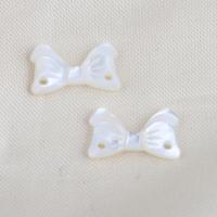Shell Connector, White Shell, Bowknot, DIY, white, 17.60x10.60x2mm, Hole:Approx 1.3mm, Sold By Set