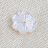 Natural White Shell Perler, Flower, du kan DIY, hvid, 11.70x2.40mm, Solgt af PC
