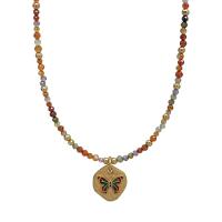Gemstone smykker sæt, Natursten, med Messing, Butterfly, forgyldt, forskellige stilarter for valg & for kvinde & emalje, gylden, Solgt af PC