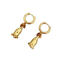 Huggie Hoop Drop Earring, Brass, plated, for woman, golden, 30x10mm, Sold By Pair