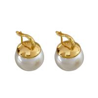 Brass Leverback Earring, with Plastic Pearl, plated, for woman, more colors for choice, Sold By Pair