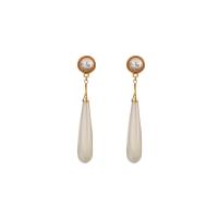 Brass Stud Earring, with Plastic Pearl, plated, for woman, white, 60x10mm, Sold By Pair