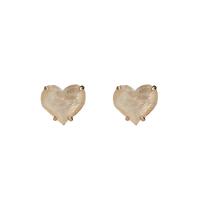 Boucles d'oreilles en laiton zircon cubique pavent, coeur, Placage, pavé de micro zircon & pour femme, doré, 20x20mm, Vendu par paire