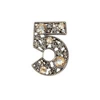 Cubic Zirconia Brooch, Brass, Number 5, plated, micro pave cubic zirconia & for woman, original color, 31x21mm, Sold By PC