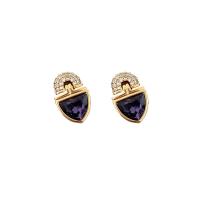 Cubic Zirconia Micro Pave Brass Earring plated micro pave cubic zirconia & for woman purple Sold By Pair