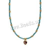 Natural Gemstone Necklace, Natural Stone, with Brass, with 5CM extender chain, handmade, micro pave cubic zirconia & for woman, golden, Length:Approx 40 cm, Sold By PC