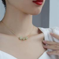 Titanium Steel Necklace with Jade fashion jewelry & for woman nickel lead & cadmium free 45cm Sold By PC