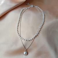 Zinc Alloy Jewelry Necklace with Plastic Pearl fashion jewelry & for woman nickel lead & cadmium free 45cm Sold By PC