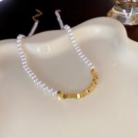 Collar de Latón, metal, con Perlas plásticas, Joyería & para mujer, libre de níquel, plomo & cadmio, 45cm, Vendido por UD