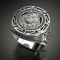 Brass Finger Ring Wolf antique silver color plated & for man US Ring Sold By PC
