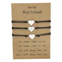 304 Stainless Steel Bracelet Set, with Wax Cord, Heart, three pieces & for woman, Length:Approx 7 Inch, Sold By Set