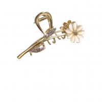 Tibetan Style Hair Claw Clip, with Cats Eye, Flower, gold color plated, for woman & with rhinestone, 90x45mm, Sold By PC