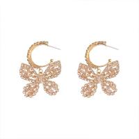 Zinc Alloy Drop Earring Butterfly gold color plated micro pave cubic zirconia & for woman Sold By Pair