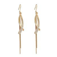 Zinc Alloy Tassel Earring Geometrical Pattern gold color plated fashion jewelry & micro pave cubic zirconia & for woman Sold By Pair
