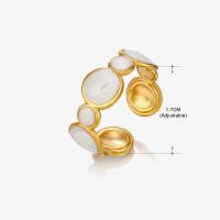 Нержавеющая сталь 304 Манжеты палец кольцо, плакирован золотом, разные стили для выбора & Женский & эмаль, размер:7, продается PC