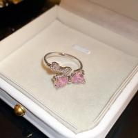 Ring Finger mosiądz, Platerowane w kolorze srebra, biżuteria moda & mikro utorować cyrkonia & dla kobiety, bez zawartości niklu, ołowiu i kadmu, 17mm, sprzedane przez PC