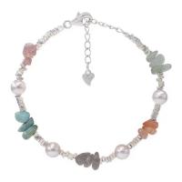 Gemstone Bracelets Natural Stone with Zinc Alloy with 5.8cm extender chain silver color plated fashion jewelry & for woman Length Approx 17 cm Sold By PC