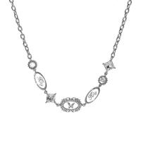 Zinc Alloy Jewelry Necklace with 6cm extender chain silver color plated fashion jewelry & for woman & with rhinestone nickel lead & cadmium free Length Approx 41.2 cm Sold By PC