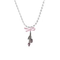 Zinc Alloy Jewelry Necklace with Glass Rhinestone & Titanium Steel with 6.7cm extender chain silver color plated fashion jewelry & for woman nickel lead & cadmium free Length Approx 42.3 cm Sold By PC