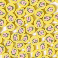 Polymer Clay Beads Flat Round DIY yellow 10mm Approx Sold By Bag