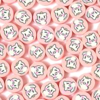 Perles en argile polymère, argile de polymère, Plat rond, DIY, rose, 10mm, Environ 1000PC/sac, Vendu par sac