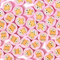Polymer Clay Beads Flat Round DIY pink 10mm Approx Sold By Bag