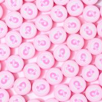Polimero-Clay-Beads, argilla polimero, Cerchio piatto, DIY, rosa, 10mm, Appross. 1000PC/borsa, Venduto da borsa