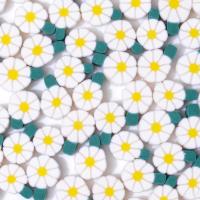 Polymer Clay Beads Daisy DIY white 10mm Approx Sold By Bag