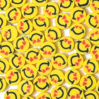 Polymer Clay Beads, Flat Round, DIY, yellow, 10mm, Approx 1000PCs/Bag, Sold By Bag
