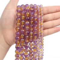 Natürlicher Quarz Perlen Schmuck, Ametrin, rund, DIY & verschiedene Größen vorhanden, gemischte Farben, verkauft per ca. 40 cm Strang