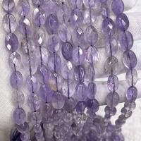 Natural Amethyst Beads, Flat Oval, DIY & faceted, purple, 8x12mm, Sold Per Approx 38 cm Strand