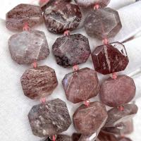 Natürlicher Quarz Perlen Schmuck, Strawberry Quartz, Vieleck, DIY & facettierte, gemischte Farben, 18x23mm, verkauft per ca. 38 cm Strang