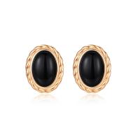 925 Sterling Silver Stud Earrings with Black Agate fashion jewelry & for woman nickel lead & cadmium free Sold By Pair