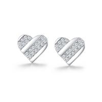Cubic Zirconia Micro Pave Sterling Silver Earring, 925 Sterling Silver, Heart, fashion jewelry & micro pave cubic zirconia & for woman, nickel, lead & cadmium free, 10x9mm, Sold By Pair