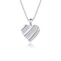 Cubic Zircon Micro Pave 925 Sterling Silver Necklace with 2.75inch extender chain Heart fashion jewelry & micro pave cubic zirconia & for woman nickel lead & cadmium free Length Approx 15.74 Inch Sold By PC